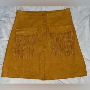 Flying Tomato Faux Suede Mustard Mini Skirt
